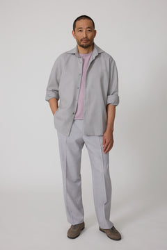 Spread Collar Shirt (Pearl Wool Plain Weave) - Stoffa
