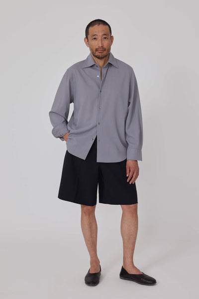 Spread Collar Shirt (Grey Wool) - Stoffa