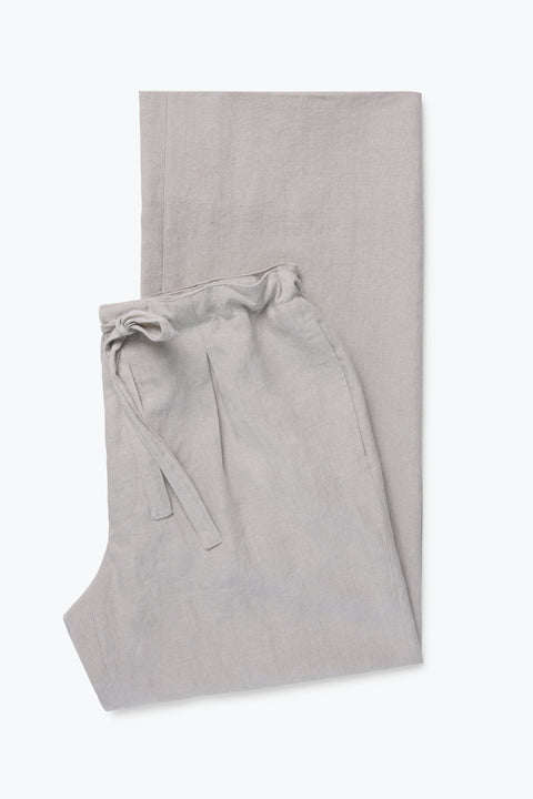 Drawstring Trouser (Undyed Taupe Washed Linen) - Stoffa