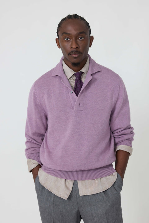 Knit Tie (Purple Crochet Wave Silk Linen) - Stoffa