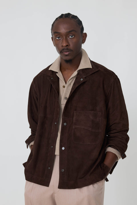 EAPHI CLASSIC WAVE JACKET ー FAUX SUEDE Wave Jacket (Anthracite Paper-Backed Suede) - Stoffa