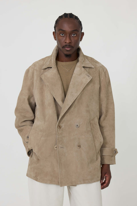 Pea Coat (Taupe Lamb Suede) - Stoffa