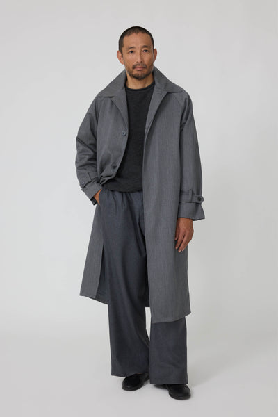 Raglan Coat (Grey Naturally Dyed Wool Twill) - Stoffa