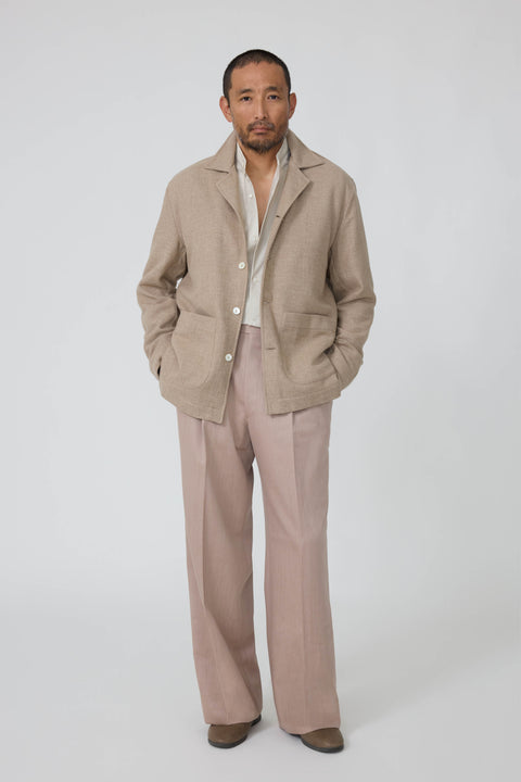 Lounge Jacket (Sand Wool Silk Linen Twill) - Stoffa