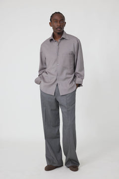 Spread Collar Shirt (Fig Fine Wool Twill) - Stoffa