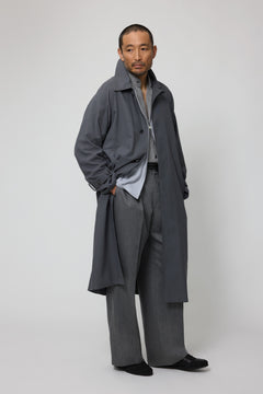 Raglan Coat (Anthracite Silk Cotton Linen Houndstooth) - Stoffa
