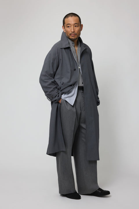 Raglan Coat (Anthracite Silk Cotton Linen Houndstooth) - Stoffa