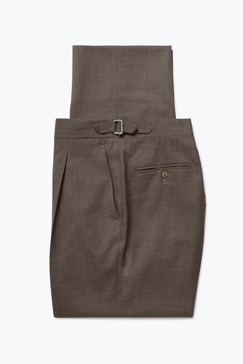 Single Pleat Trouser (Walnut Tropical Wool) - Stoffa