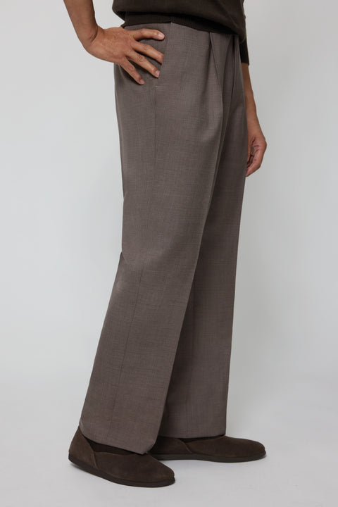Single Pleat Trouser (Walnut Tropical Wool) - Stoffa