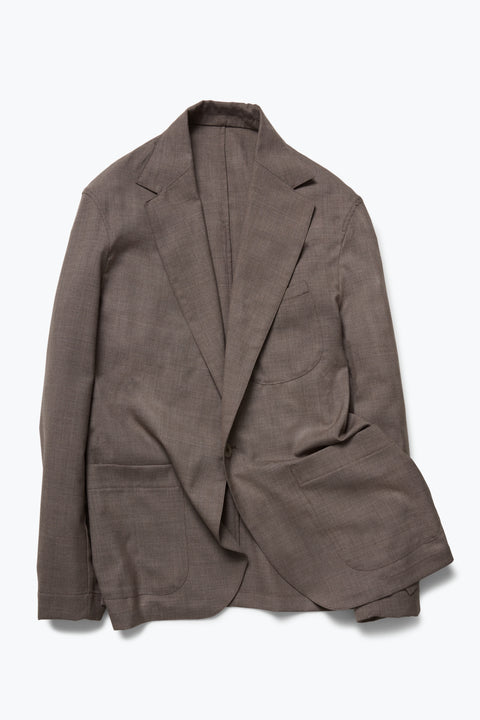 Single Breasted Shirt Jacket (Walnut Tropical Wool) - Stoffa