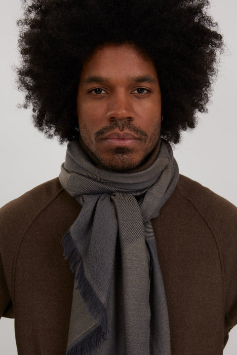 最終値下krank marcello vintage fabric カシミア Fading Chevrons Scarf (Walnut Cashmere Silk) - Stoffa