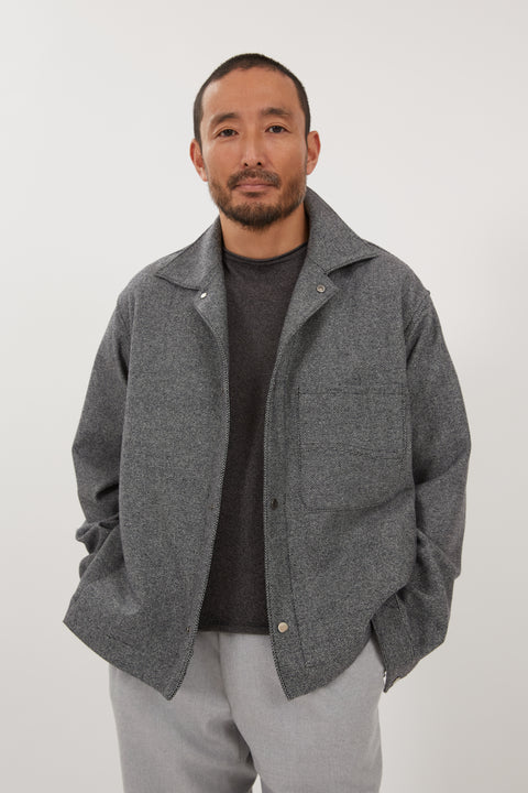 Wave Jacket (Grey Nailhead Wool) - Stoffa