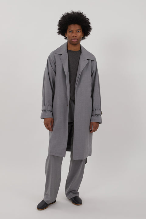 Raglan Coat (Mid-Grey 3-Ply Wool)