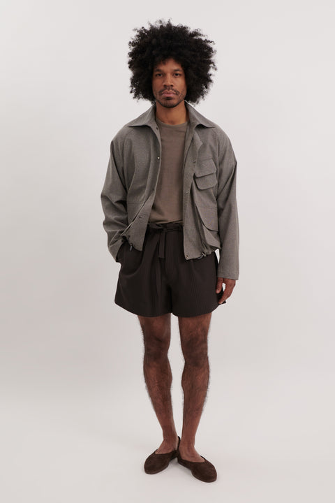 Unlined Field Blouson (Taupe Wool Silk Cotton Basketweave)