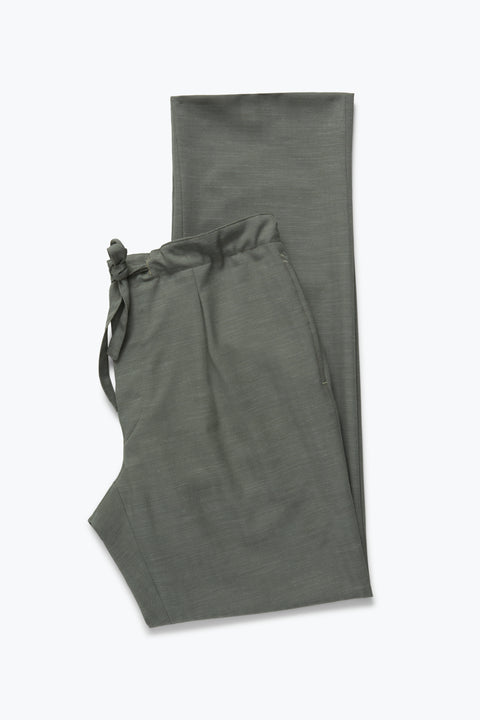 Drawstring Trouser (Sage Wool Silk Linen Slub) - Stoffa Drawstring Trouser (Sage Wool Silk Linen Slub) - Stoffa