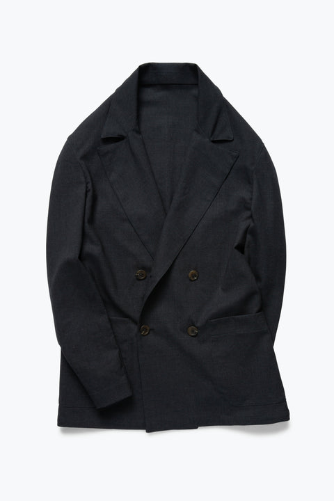 Double Breasted Shirt Jacket (Charcoal 3-Ply Wool)