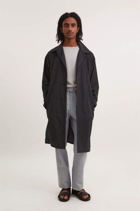 Raglan Coat (Charcoal 3-Ply Wool) - Stoffa